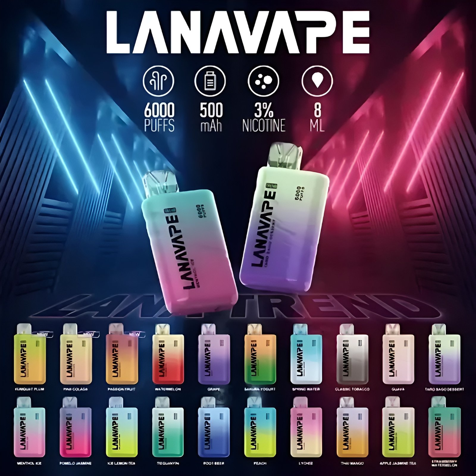 LANA 6000口 一次性拋棄式電子煙 LANA TREND 6000 PUFFS 台灣現貨 711到付 1 lana6000