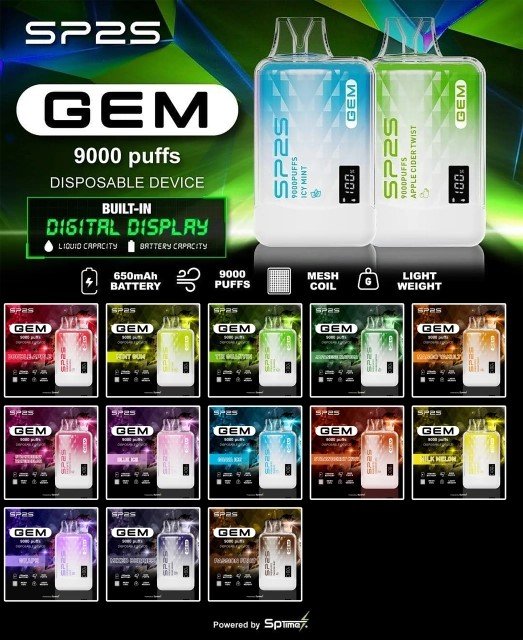 SP2S GEM 9000 PUFFS 思博瑞 抛棄式電子煙 蒸汽天堂 台灣現貨 711到付 1 sp2