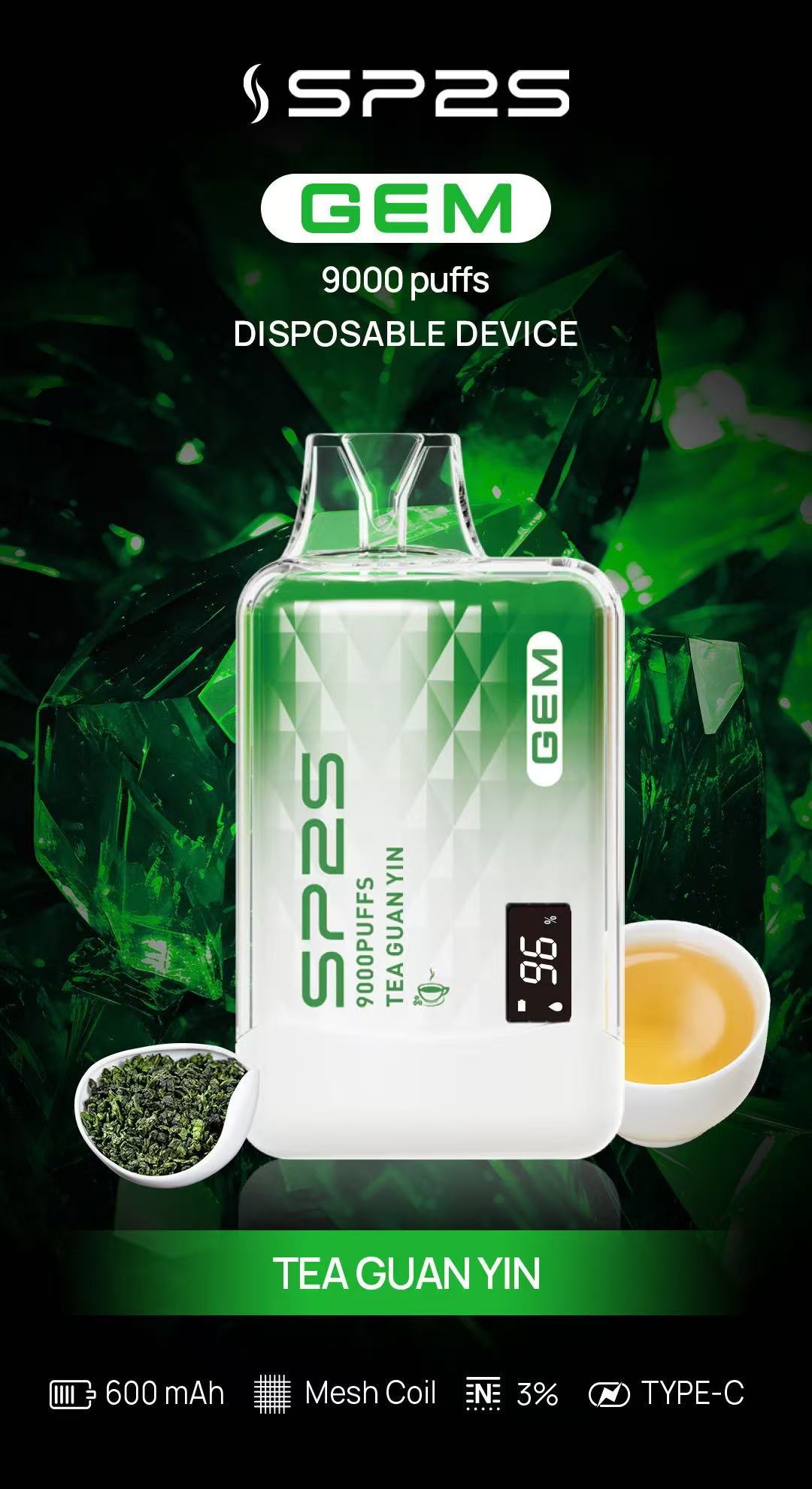 SP2S GEM 9000 PUFFS 思博瑞 抛棄式電子煙 蒸汽天堂 台灣現貨 711到付 2 SP2S GEM 9000 PUFFS 思博瑞 抛棄式電子煙 蒸汽天堂 台灣現貨 711到付:圖片 2